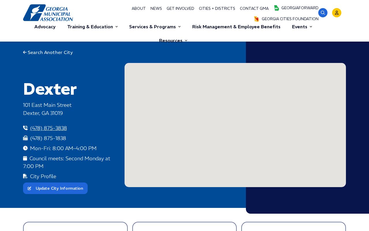 Dexter Georgia Municipal Association official city contact profile for arrest record routing