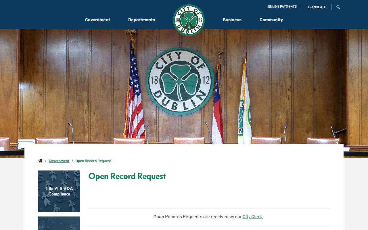 Dublin Georgia Open Records request interface for arrest records