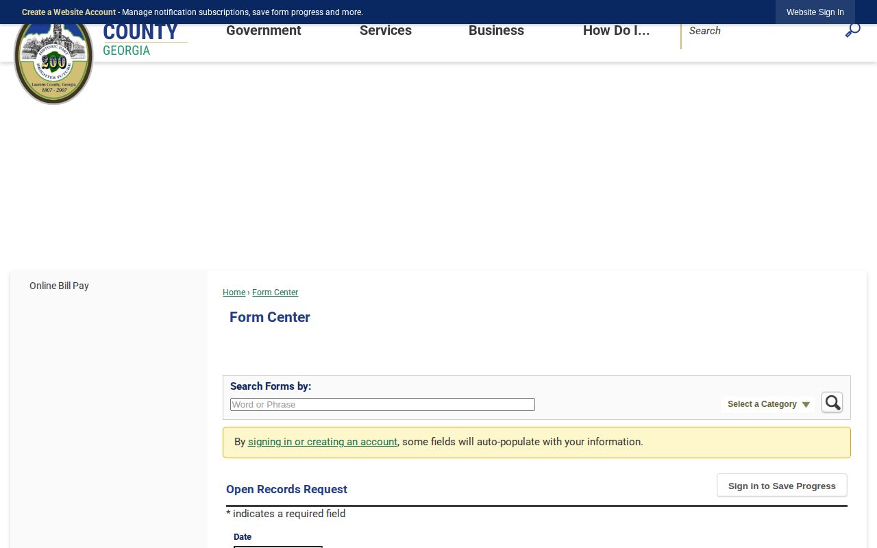 Laurens County open records request form for booking and arrest records
