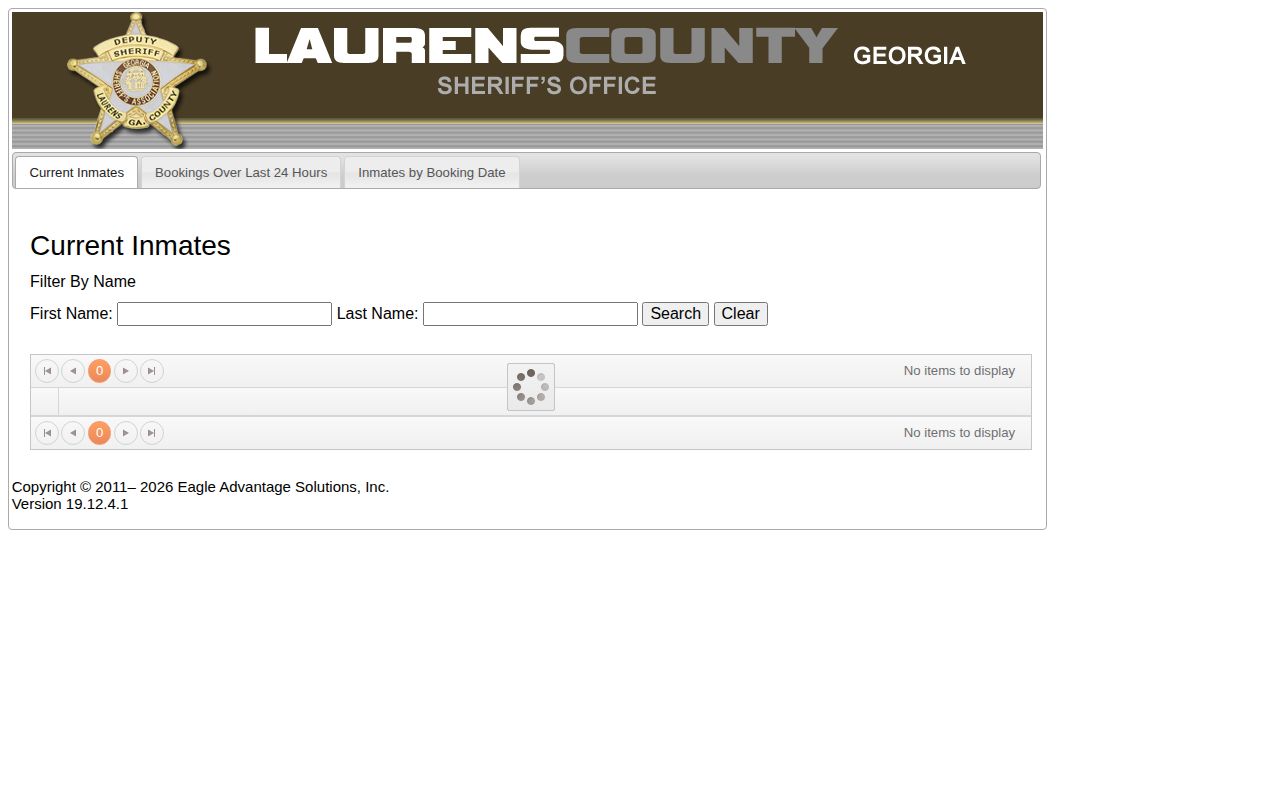 Laurens County official jail roster search interface