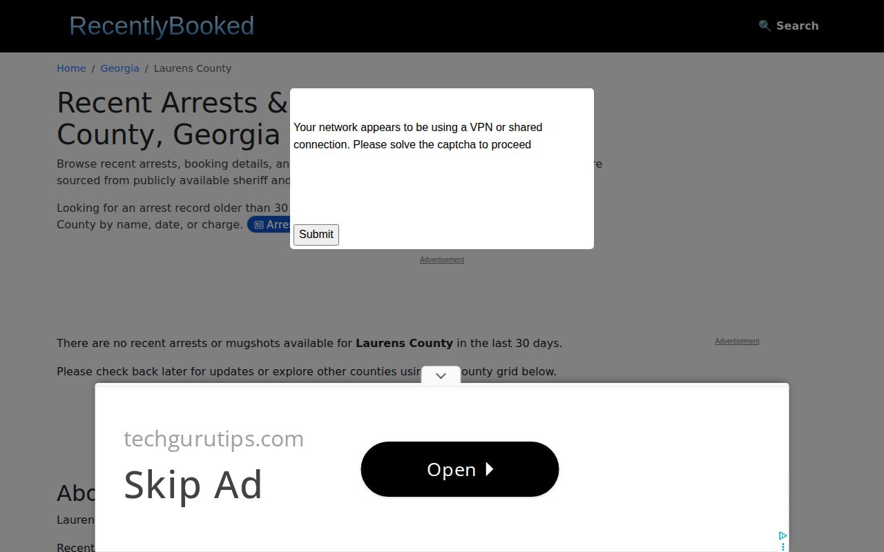 RecentlyBooked unofficial Laurens County arrest page